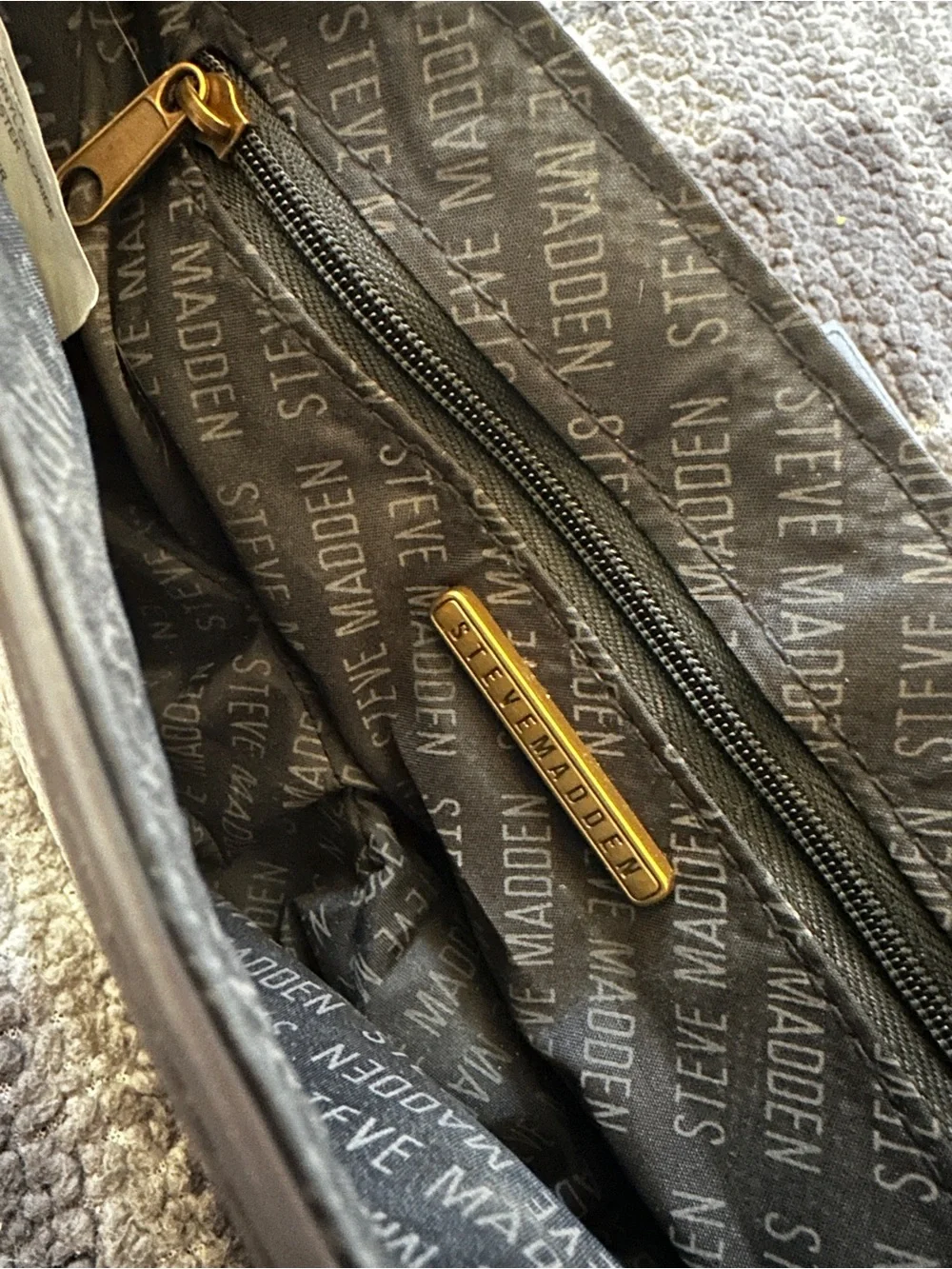 Steve Madden Sequin Beige Shoulder Bag with Gold Logo